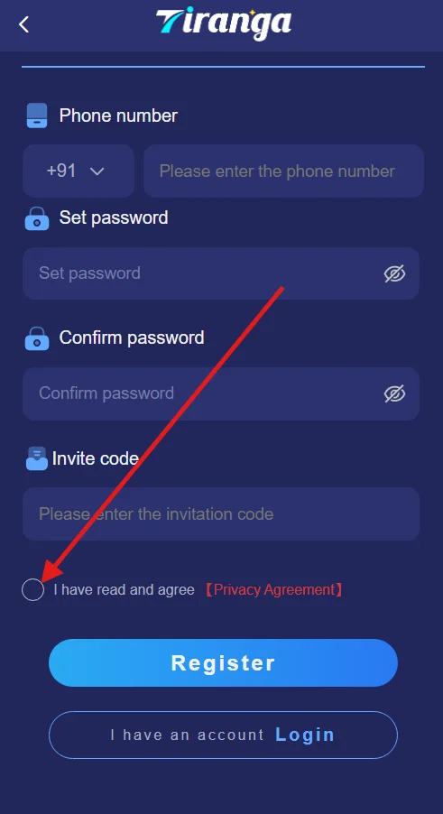 accept privacy agreement